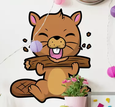 Söt bäver vilda djur klistermärke - Tenstickers