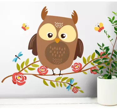 Söt design av tecknad uggla barn sovrum vägg klistermärke - Tenstickers