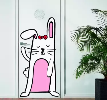 Söt kanin dörr klistermärke - Tenstickers