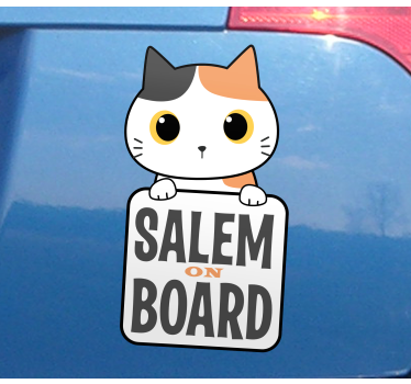 Söt katt ombord med namn bil dekal - Tenstickers
