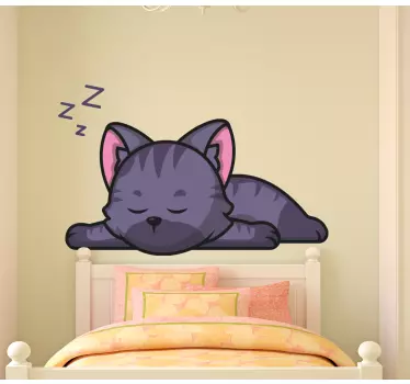 Söt katt sovande tecknad ikon illustration klistermärke - Tenstickers