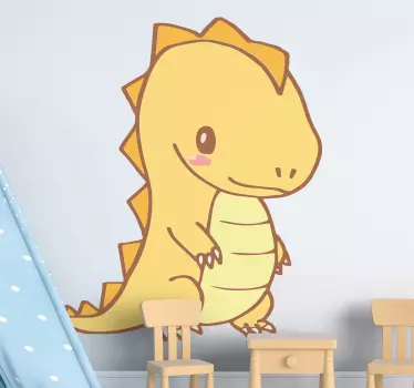 Söt orange dinosaurie le drake vägg klistermärke - Tenstickers