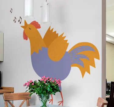 Söt tecknad tupp fågel klistermärke - Tenstickers