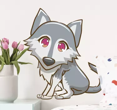 Söt varg japan animering vilda djur klistermärke - Tenstickers