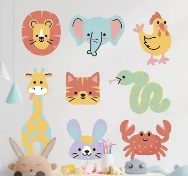 Söta djur samling barn sovrum väggdekal - Tenstickers