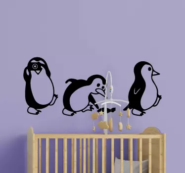 Söta pingviner promenader fågel dekal - Tenstickers