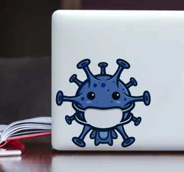 Söta virus med masker laptop klistermärken - Tenstickers