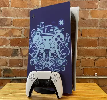Spelare tecknad playstation 5 dekal - Tenstickers