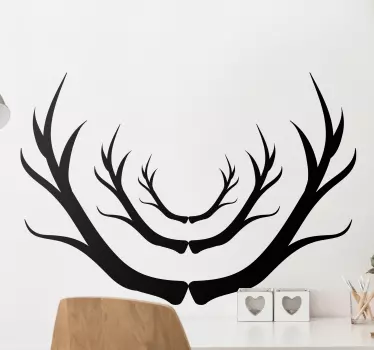 Stag antler set djur väggdekal - Tenstickers