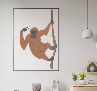 Stor apa hängande vilda djur klistermärke - Tenstickers