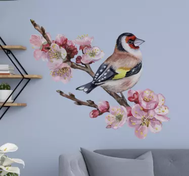 Stora blommor med fåglar fågel klistermärke - Tenstickers