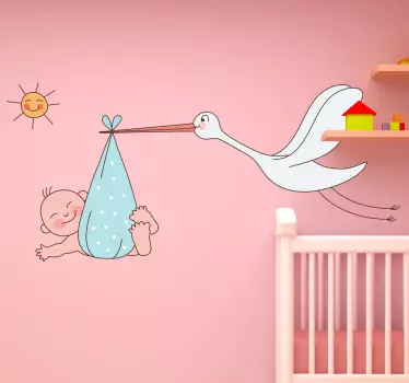 Stork bär barnklistermärke - Tenstickers