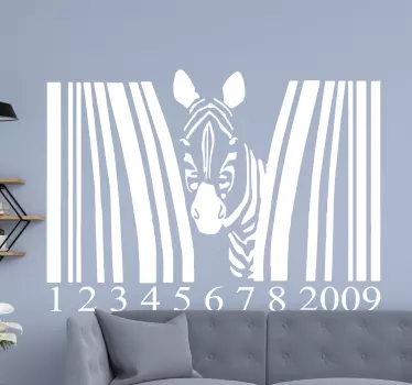 Streckkod med halv zebra vilda djur klistermärke - Tenstickers