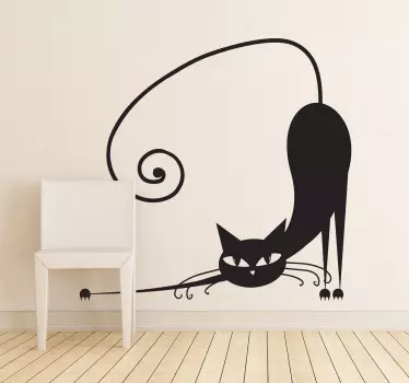 Stretching kattunge klistermärke - Tenstickers