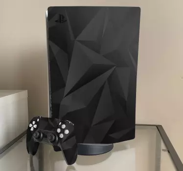 Svart 3d geometrisk playstation 5 dekal - Tenstickers