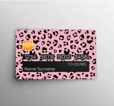 Svart och rosa akvarell leopard mönster bankkort dekal - Tenstickers