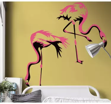 Svart och rosa flamingofågelklistermärke - Tenstickers