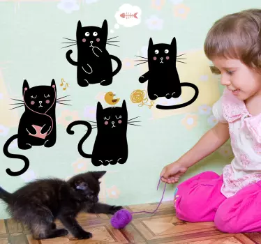 Svarta katter vägg klistermärken - Tenstickers