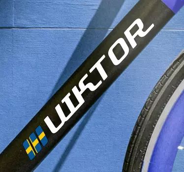 Svensk flagga i rektangel och anpassat namn cykel dekal - Tenstickers
