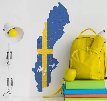 Svensk karta sliten klistermärke flagga dekal - Tenstickers