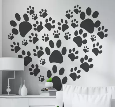 Tass tryck kärlek hjärta hund dekal - Tenstickers