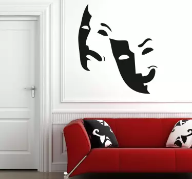 Teatermasker dekorativt klistermärke - Tenstickers