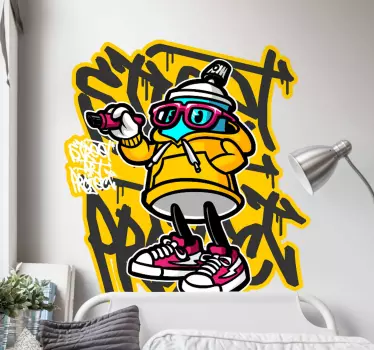 Tecknad gatukonst graffiti text väggdekal - Tenstickers
