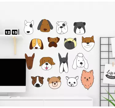 Tecknad hund raser husdjur dekal - Tenstickers