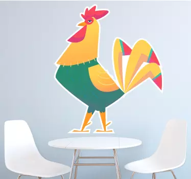 Tecknad illustration av tuppdjur väggdekor - Tenstickers