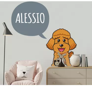 Tecknad karaktär glad pudel hund klistermärke - Tenstickers