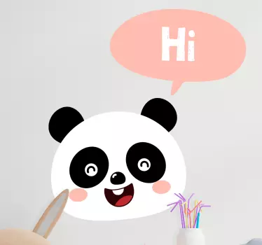 Tecknad panda säger hej barn sovrum vägg klistermärke - Tenstickers