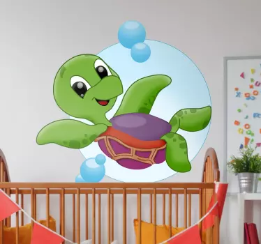 Tecknadsköldpadda barnens väggmallar - Tenstickers