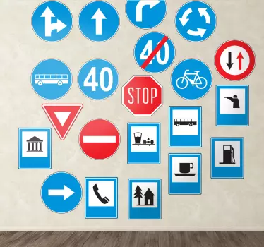 Trafik vägskyltar vägg klistermärken - Tenstickers