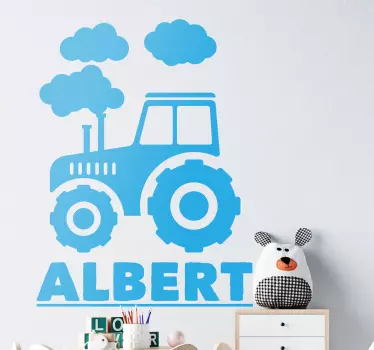 Traktor med moln djur klistermärke - Tenstickers
