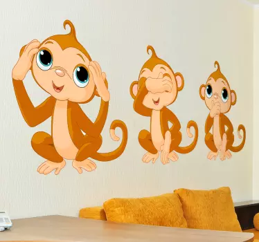 Tre apor barnklistermärke - Tenstickers