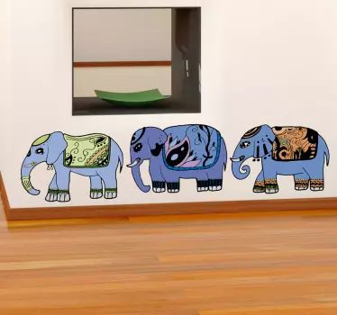 Tre elefanter vägg klistermärke - Tenstickers