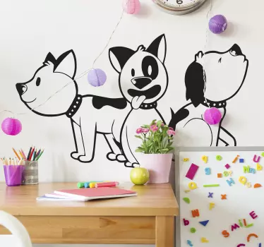 Tre lika hundar väggdekor - Tenstickers