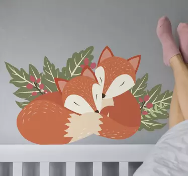 Två sovande rävar klistermärke för vilda djur - Tenstickers