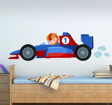 Ungar f1 bil väggen klistermärke - Tenstickers