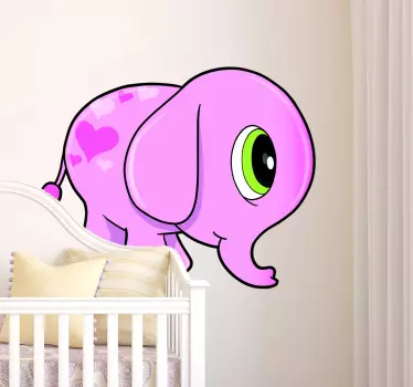 Ungar rosa elefant vägg klistermärke - Tenstickers