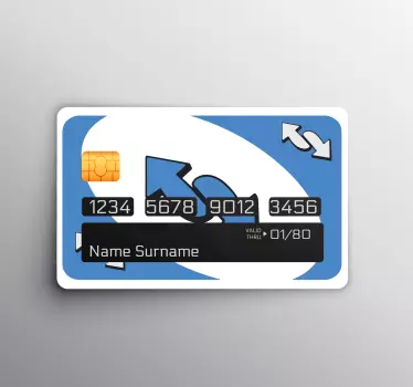 Uno blå kortspel bankkort klistermärke - Tenstickers