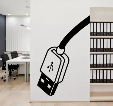 Usb kabel vägg klistermärke - Tenstickers