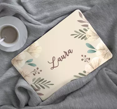 Vackra blommande blommor med namn laptop dekal - Tenstickers