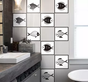 Vackra överföring dekaler för fiskmönster - Tenstickers