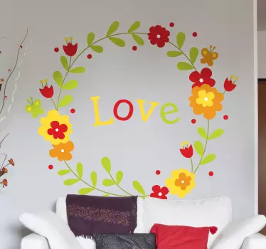 Vägg klistermärke för kärlek blommor - Tenstickers