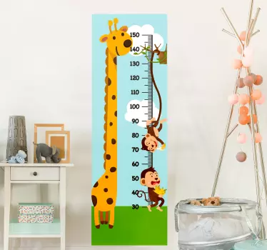 Apa och giraff mätare höjd diagram vägg klistermärke - Tenstickers