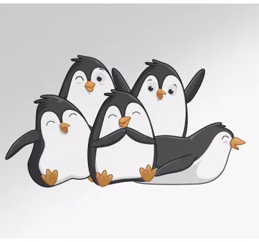 Väggklistermärken djur glad pingvinfamilj - Tenstickers