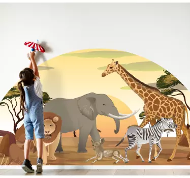 Väggklistermärken djur safari vildmarksscen - Tenstickers