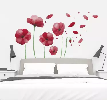 Väggklistermärken sovrummet vallmo blommor - Tenstickers