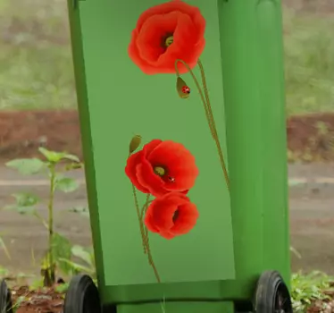 Vallmo dekal för blommabehållare - Tenstickers